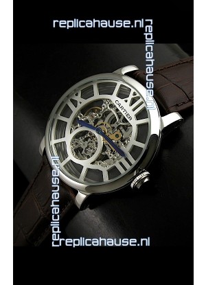 Cartier Ronde de Japanese Replica Watch in Skelton Grey Dial