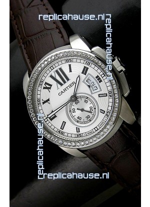 Cartier Calibre de Japanese Replica Watch in White Dial