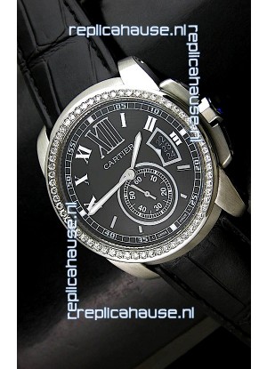 Cartier Calibre de Japanese Replica Watch in Black Dial