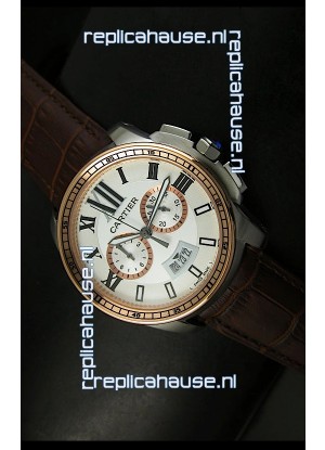 Calibre De Cartier Chronograph Japanese Replica Watch in Two Tone
