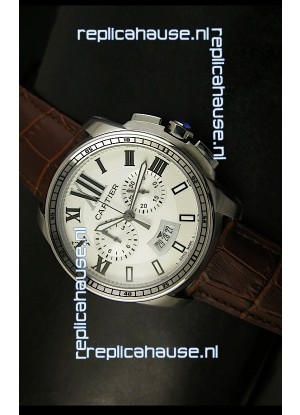 Calibre De Cartier Chronograph Japanese Replica Watch in Steel