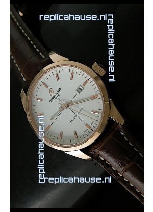 Breitling Transocean Rose Gold White Dial Swiss Watch