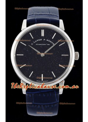 A.Lange & Sohne Saxonia Thin Swiss Replica Watch Steel Case Blue Dial