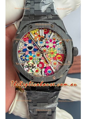 Audemars Piguet Super Clone Royal Oak Black Ceramic Watch in Sun-Flower Dial 