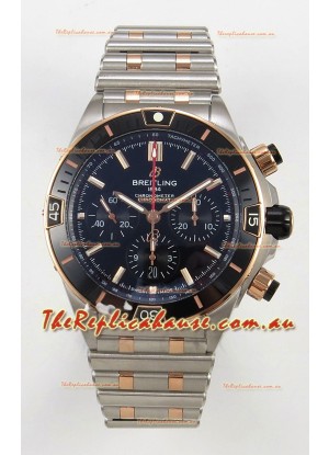 Breitling Chronomat Super Clone B01 42 Edition Swiss Two Tone Black Dial Watch 