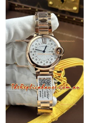 Ballon De Cartier Swiss Quartz 1:1 Mirror Quality 33MM in Rose Gold 