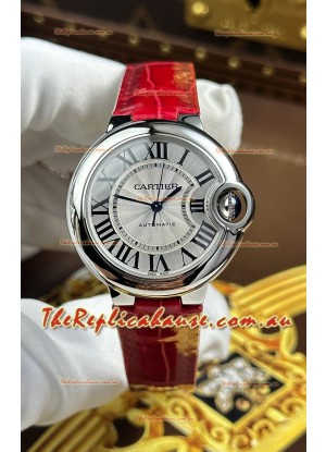 Ballon De Cartier Swiss Automatic 1:1 Mirror Quality 33MM in Burgundy Strap