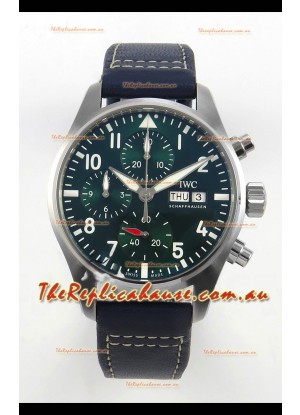 IWC Super Clone Pilot Chronograph Edition Green Dial Leather Swiss Replica Watch 