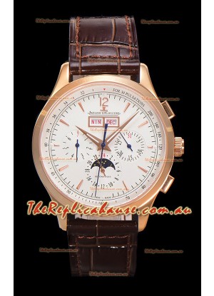 Jaeger LeCoultre Master Control Chronograph Calendar Rose Gold Swiss Replica Watch 