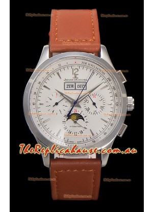 Jaeger LeCoultre Master Control Chronograph Calendar Steel Casing White Dial Watch 