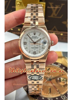 Rolex Land-Dweller 127235 Steel Honeycomb Rose Gold 36MM Swiss Replica Watch 