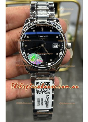 Longines Master Collection Automatic Moonphase Black Dial Swiss Replica Watch Steel Strap