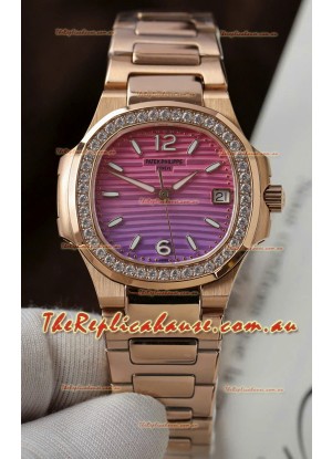 Patek Philippe 7010G Gradient Purple and Pink Dial Swiss Quartz Replica Watch