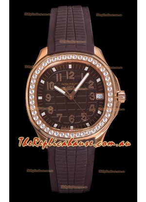 Patek Philippe Super Clone Aquanaut Rose Gold Brown Dial 38.5MM Watch 