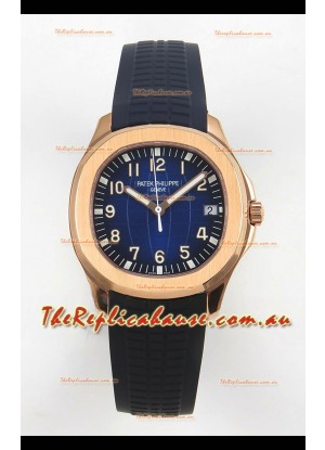Patek Philippe Super Clone Aquanaut 5167 SC324 Movement 904L Rose Gold Blue Dial Watch 