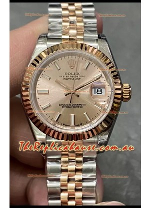 Rolex Datejust Super Clone Green Dial 2 Tone Rose Gold - Gold Dial Watch 28MM