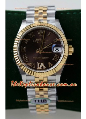 Rolex Datejust Cal.3235 Movement Super Clone Rose Gold 2 Tone 31MM Brown Dial Watch 