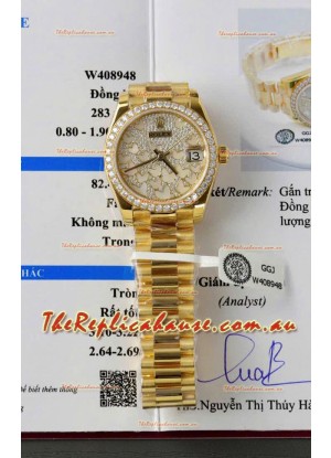 Rolex Datejust Super Clone Mossanites Butterfly Dial 31MM Yellow Gold Watch 