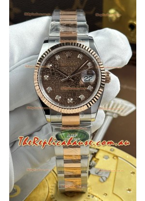 Rolex Datejust Super Clone Cal.3235 Brown Computer Dial 2 Tone Rose Gold Casing Watch 36MM