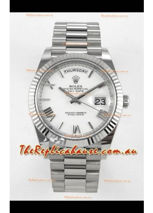 Rolex Day Date Super Clone White Dial 40MM 220 Grams Swiss Replica watch 