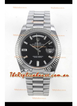 Rolex Day Date Super Clone Black Dial 40MM 188 Grams Swiss Replica watch 