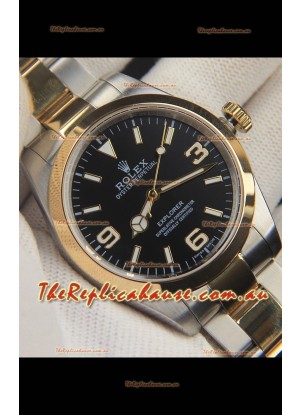 Rolex Explorer I Japanese Movement Replica Watch in Two Tone Black Dial 39MM