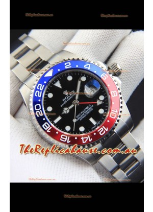 Rolex GMT Masters II Japanese Movement Replica Watch Steel Case Black Dial
