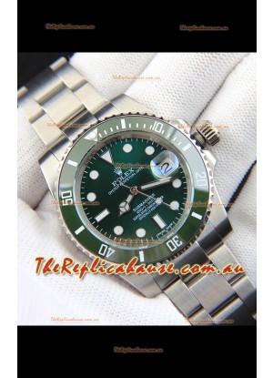 Rolex Submariner Japanese Replica Watch 904L Steel - Ceramic Bezel in Green