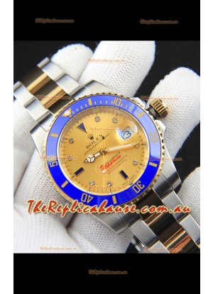 Rolex Submariner Japanese Replica Watch in 2 Tone Yellow Gold Casing Gold Dial 