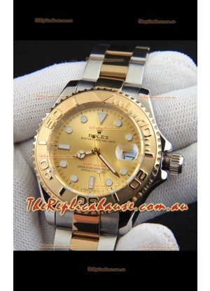 Rolex Yachtmaster Japanese Movement Watch in Two Tone Gold Casing - Gold dial 37MM