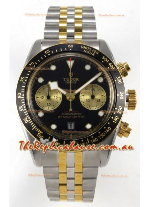 Tudor Super Clone Black Bay Chronograph Two Tone Watch in Black Dial
