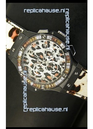 Hublot Big Bang White Zebra Bang Edition in Black PVD Case 34MM Watch