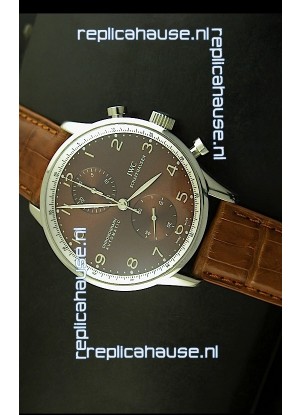 IWC Portuguese Chronograph Swiss Replica Watch in Steel Case - 1:1 Mirror Replica Edition
