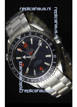 Omega Planet Ocean GMT Black Swiss Replica Watch - 1:1 Ultimate Mirror Edition