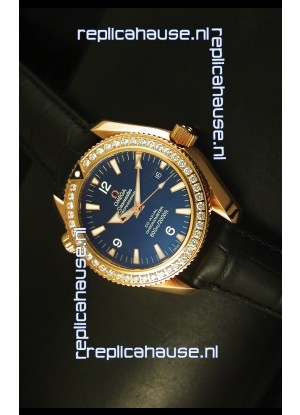 Omega Planet Ocean Rose Gold Plated Swiss Watch with Diamonds