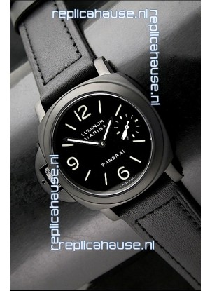 Panerai Luminor Marina Left Hand Wind PVD Swiss Watch - Leather Strap