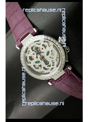 Cartier Pasha Ladies Replica Watch in Skelton Diamond Dial