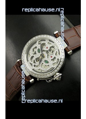 Cartier Pasha Ladies Replica Watch in Skelton Diamond Dial