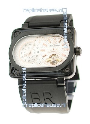 Bell and Ross BR Minuteur Tourbillon PVD Japanese Watch in White Dial