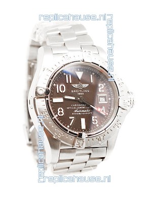 Breitling Chronograph Chronometre Swiss Replica Watch in Brown Dial