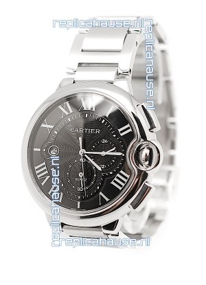 Ballon De Cartier Chronograph Swiss Replica Watch in Black Dial