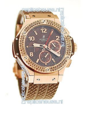 Hublot Big Bang 18K Pink Gold Casing Swiss Watch in Brown Dial