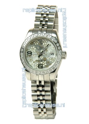 Rolex Datejust Floral Motif Ladies Swiss Replica Watch
