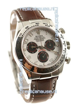 Rolex Daytona Cosmograph Swiss Replica Watch in Brown Leather Strap