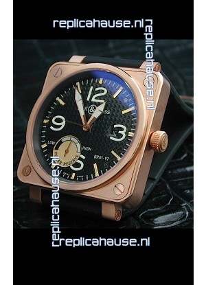 Bell and Ross BR01 97 Power Reserve Rose Gold Watch in Black Dial