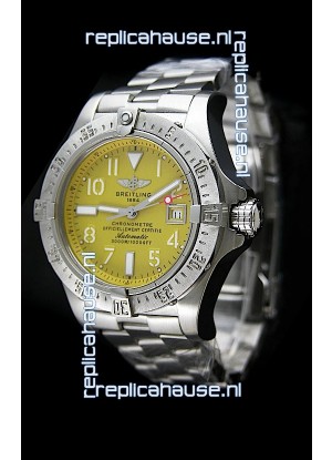 Breitling Chronomat Swiss Replica Watch in Steel Strap Yellow Dial