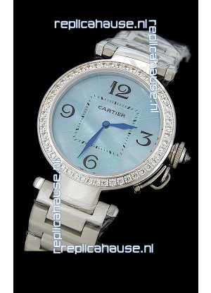 Cartier Pasha de Swiss Replica Automatic Watch in Light Blue Dial