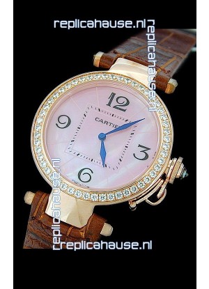 Cartier Pasha de Swiss Replica Automatic Watch in Pink Dial