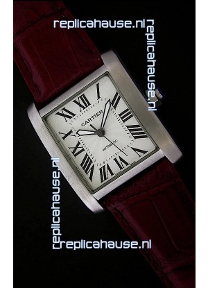Cartier Tank 100 Japanese Replica Watch in Brown Strap