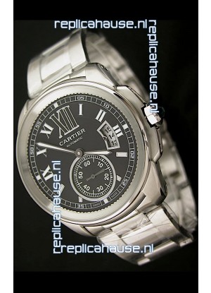 Calibre De Cartier Japanese Automatic Replica Watch in Black Dial